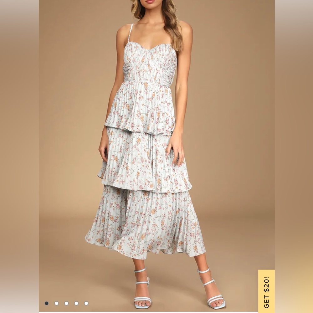 LULUS blue floral Midi Dress